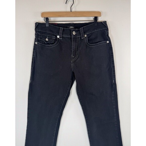 True Religion Men Jeans Black Ricky Relaxed Straight Flap Pocket Dark Wash 34x27 - Picture 7 of 15